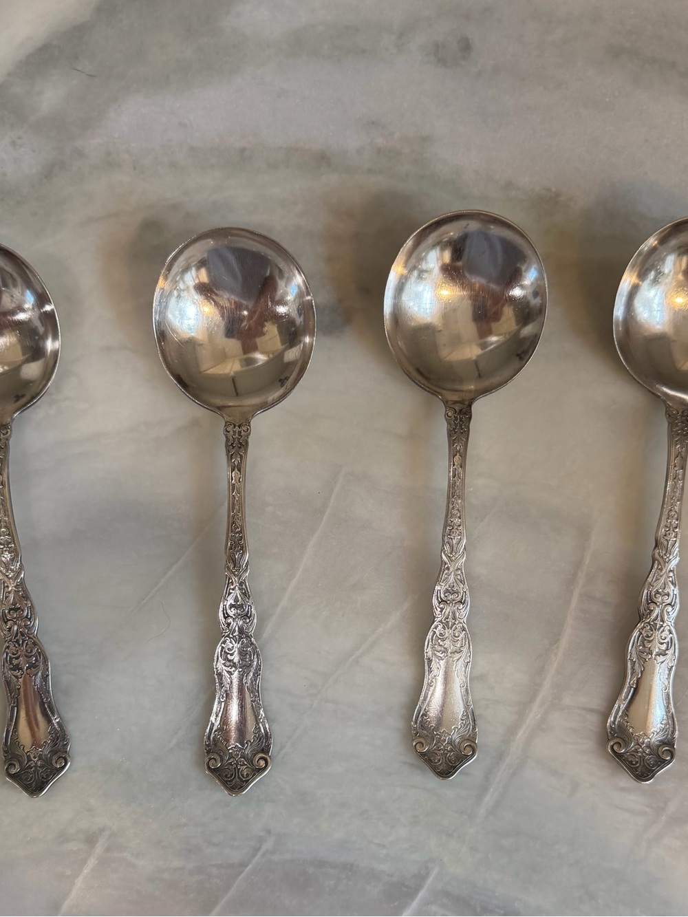 Ornate Silver-Plated Serving Spoons - Set of 4